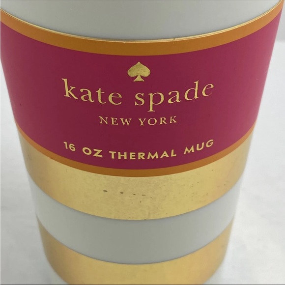 Kate Spade White Gold Striped 16oz. Thermal Mug - Picture 3 of 7